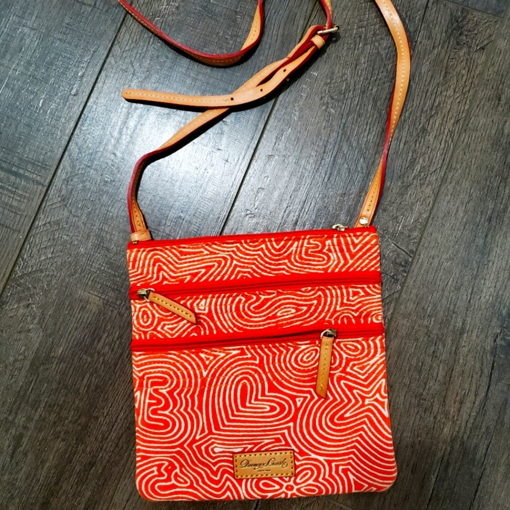 Orange fabric crossbody bag
